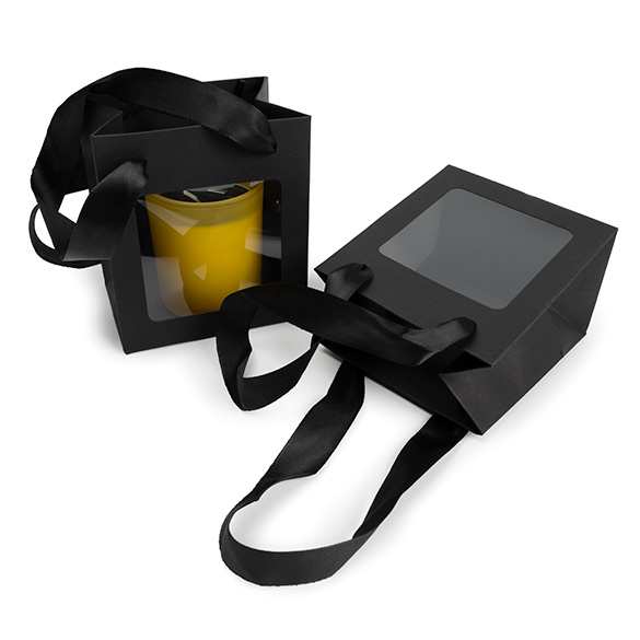 Black Gift Merchandise Bag w/ Window 10,2x7x11,4cm (10 pcs) [GMBW1B]