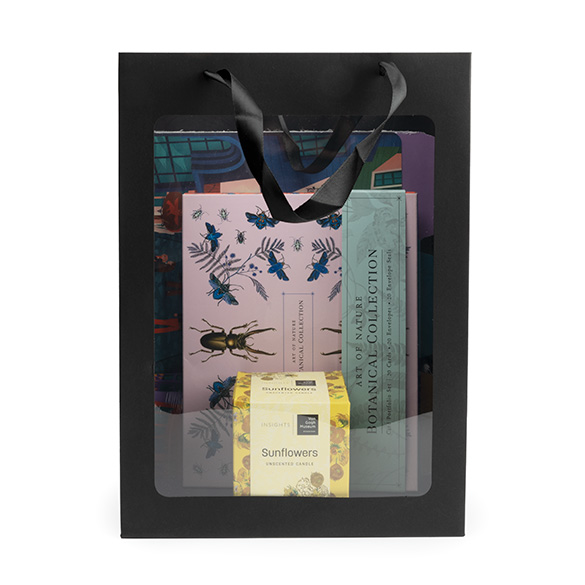 Black Gift Merchandise Bag w/ Window 24,9x15,2x35,1cm (10 pcs) [GMBW3B]
