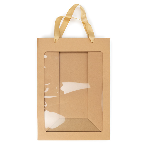 Kraft Gift Merchandise Bag w/ Window 24,9x15,2x35,1cm (10 pcs) [GMBW3K]
