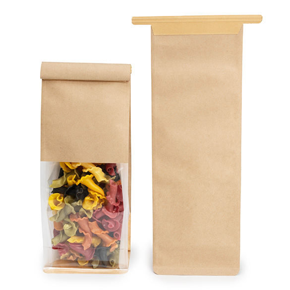 Kraft Box Bottom Tin Tie Gusset Bag  8,9x6,4x25,4cm (100 pcs) [TTGB1K]