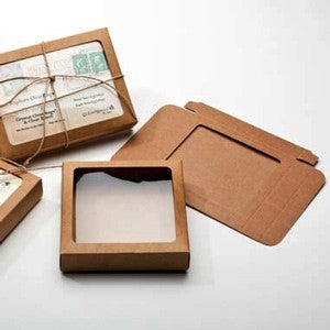 Kraft Gift Boxes 10.5x2.2x10.5cm Window Cut out (25 pieces) [WKR245]