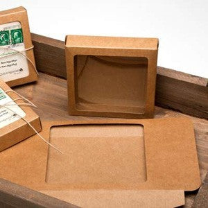 Kraft Gift Boxes 10.5x2.2x10.5cm Window Cut out (25 pieces) [WKR245]