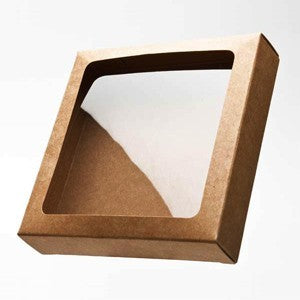 Kraft Gift Boxes 10.5x2.2x10.5cm Window Cut out (25 pieces) [WKR245]