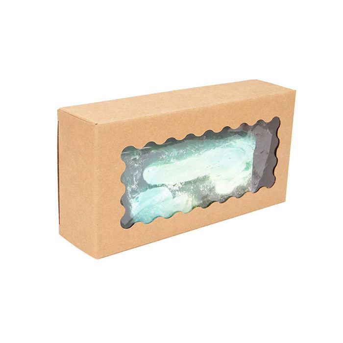 Kraft Boxes With Scalloped window 7x3,7x14 cm (25 pieces) [WKRG11]