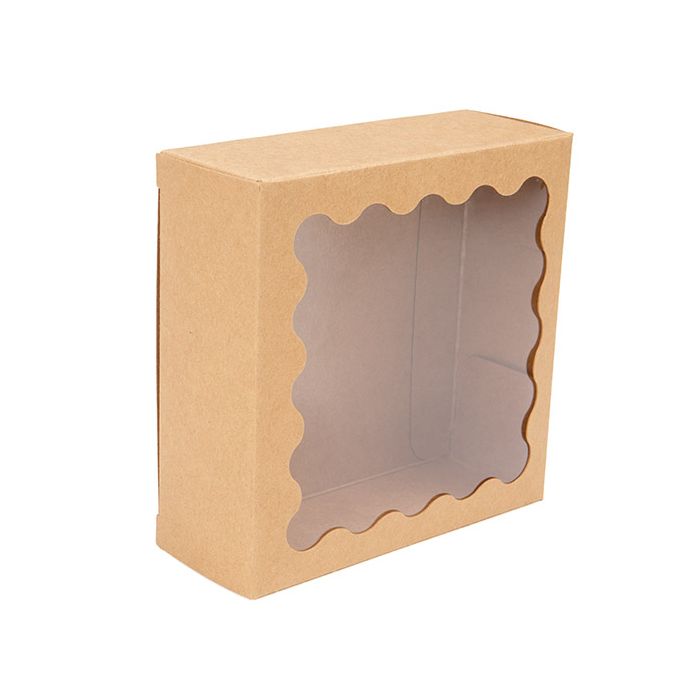 Kraft Boxes With Scalloped window 10,8x4,1x10,8 cm - 25 pieces