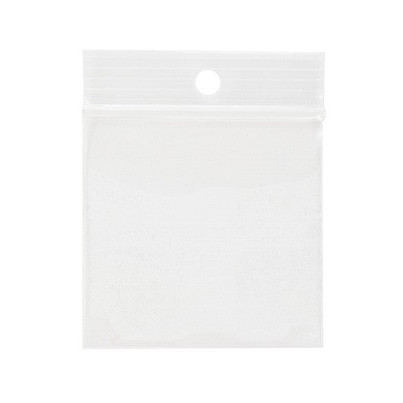 Grip Seal Bags with Hang hole 5x5cm Crystal Clear PP 75 micron (100 pieces) [Z3R22]