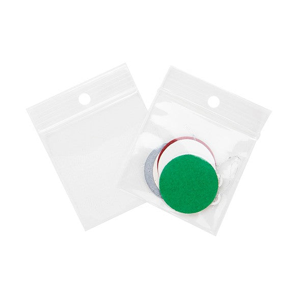 Grip Seal Bags with Hang hole 5x5cm Crystal Clear PP 75 micron (100 pieces) [Z3R22]