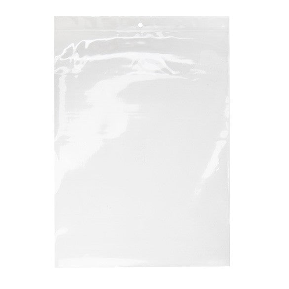 Grip Seal Bags with Hang hole 23x30.5cm Crystal Clear PP 75 micron (100 pieces) [Z3R912]