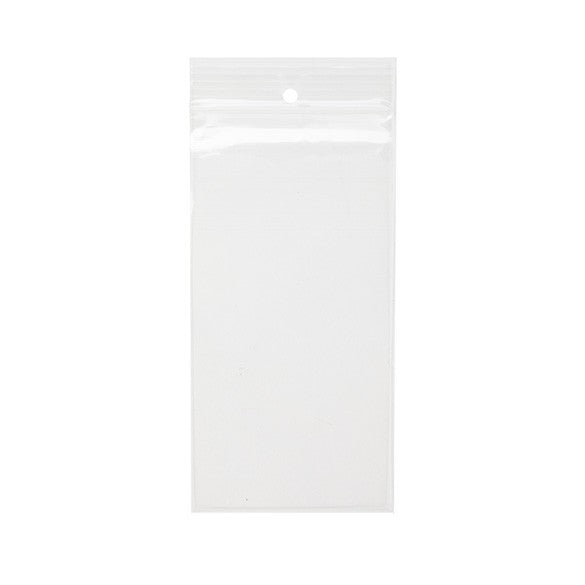 Grip Seal Bags with Hang hole 7.5x15cm Crystal Clear PP 100 micron (100 pieces) [Z4R36]