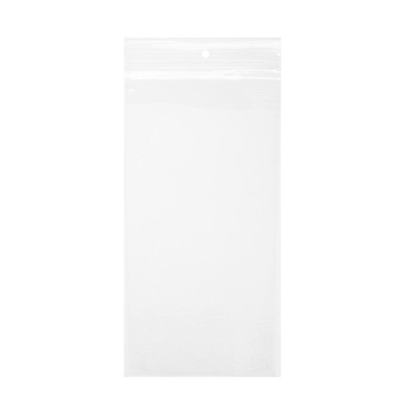 Grip Seal Bags with Hang hole 10x20.5cm Crystal Clear PP 100 micron (100 pieces) [Z4R48]