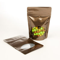 Stand Up Pouches Bronze with oval Window 8x5x13cm | 28 grams