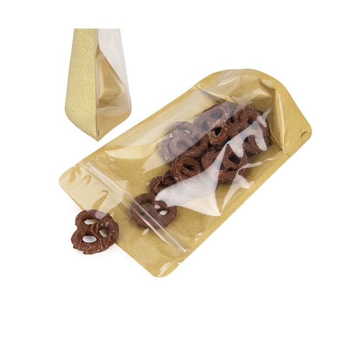Stand Up Pouches Transparant/Glitter Gold 13x7,9x20,6 cm (100 pieces) [ZBG3GLG]