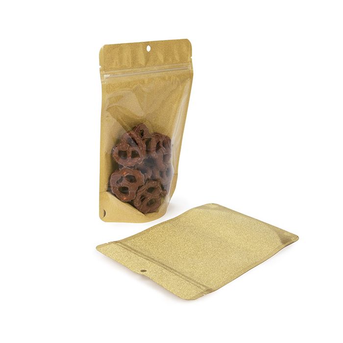 Stand Up Pouches Transparant/Glitter Gold 13x7,9x20,6 cm (100 pieces) [ZBG3GLG]