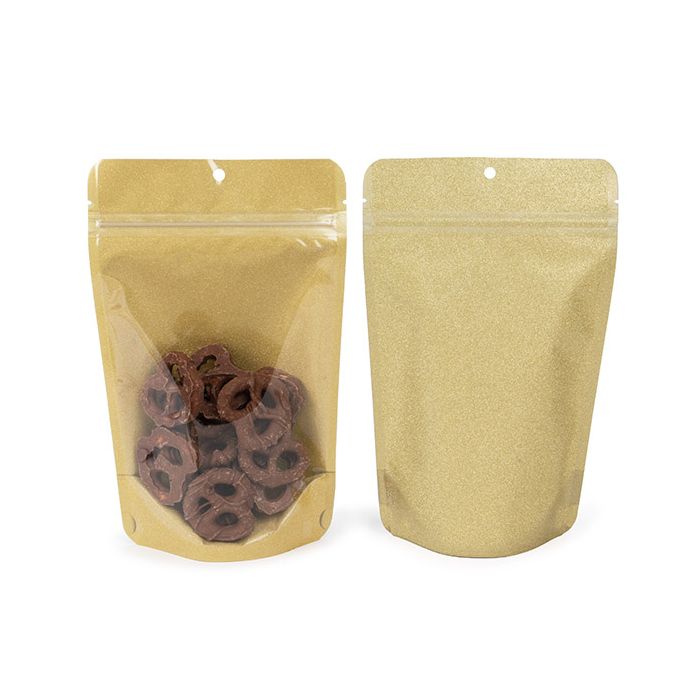Stand Up Pouches Transparant/Glitter Gold 13x7,9x20,6 cm