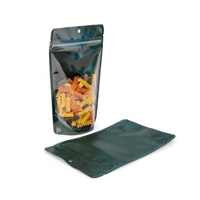 Stand Up Pouches transparent/Green Glitter 13x7,9x20,6 cm (100 pieces) [ZBG3GLGR]