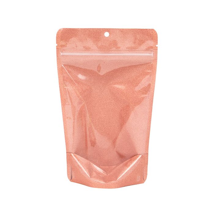 Stand Up Pouches transparent/Rose Gold Glitter 13x7,9x20,6 cm (100 pieces) [ZBG3GLRG]