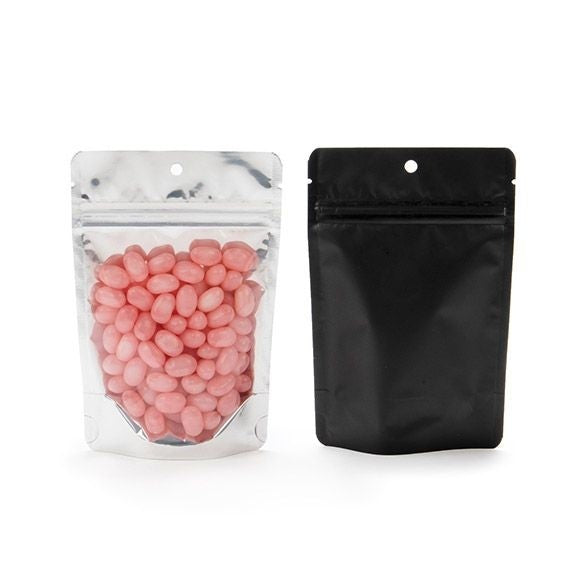 Stand Up Pouches Transparent/Black 10.2x6x15.2cm | 57 grams with hang hole (100 pieces) [ZBGB2H]
