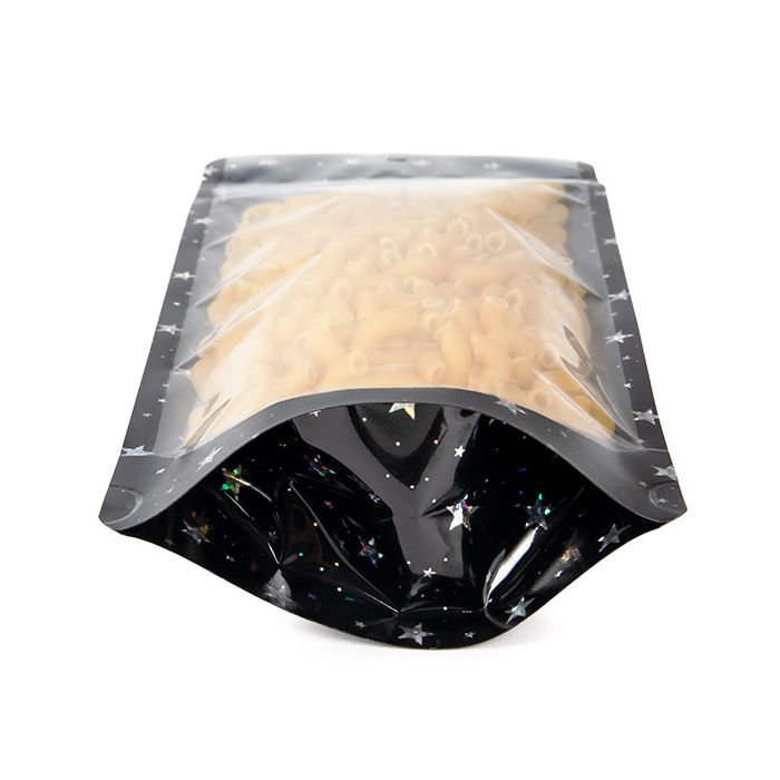 Stand Up Pouches transparent/Black Holographic Stars 10,8x6x23,8 cm (25 pieces) [ZBGHB1NC]