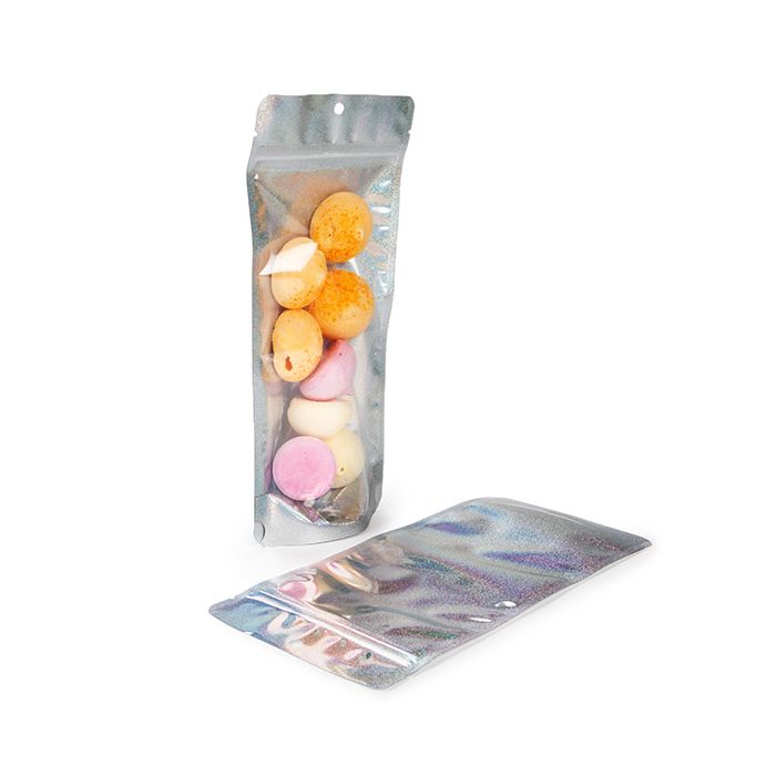 Stand Up Pouches transparent/Glitter Holographic 10,8x6x23,8 cm (25 pieces) [ZBGHG1NC]