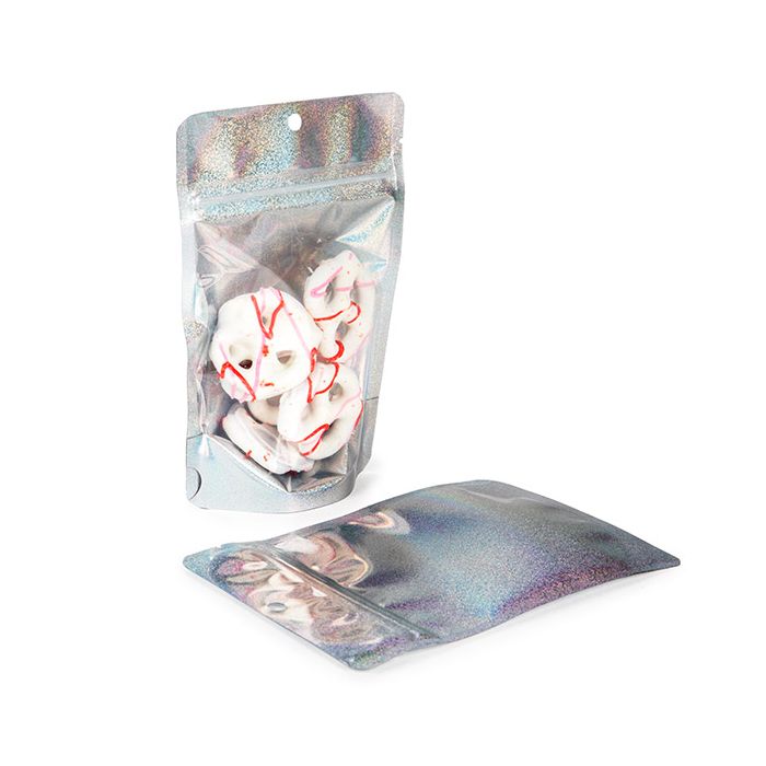 Stand Up Pouches transparent/Glitter Holographic 10,2x6x15,2 cm (25 pieces) [ZBGHG2C]