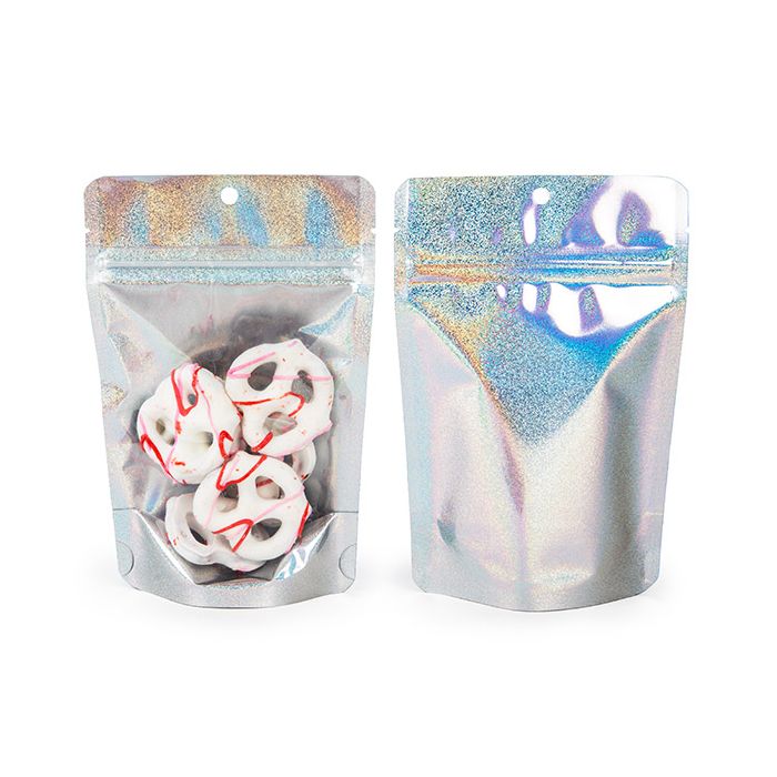 Stand Up Pouches transparent/Glitter Holographic 10,2x6x15,2 cm (25 pieces) [ZBGHG2C]