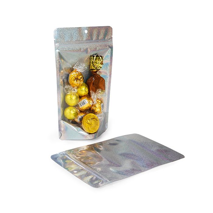Stand Up Pouches transparent/Glitter Holographic 13x7,9x20,6 cm (25 pieces) [ZBGHG3C]