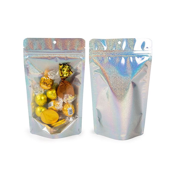 Stand Up Pouches transparent/Glitter Holographic 13x7,9x20,6 cm (25 pieces) [ZBGHG3C]