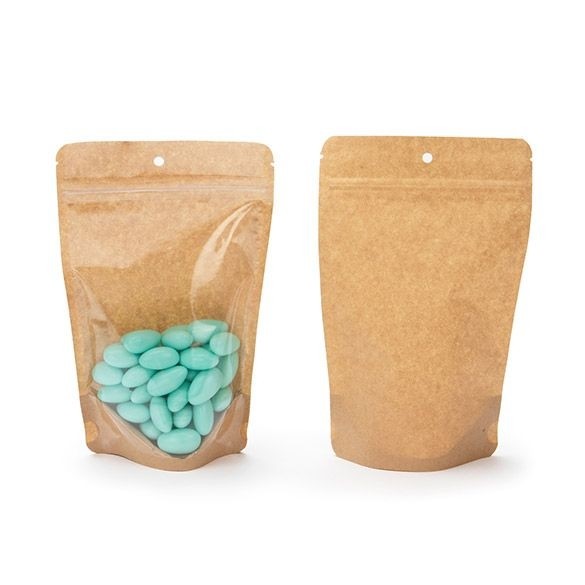 Stand Up Pouches Transparent/Kraft 13x8x20.5cm | 113 grams with round hang hole (100 pieces) [ZBGKC3H]