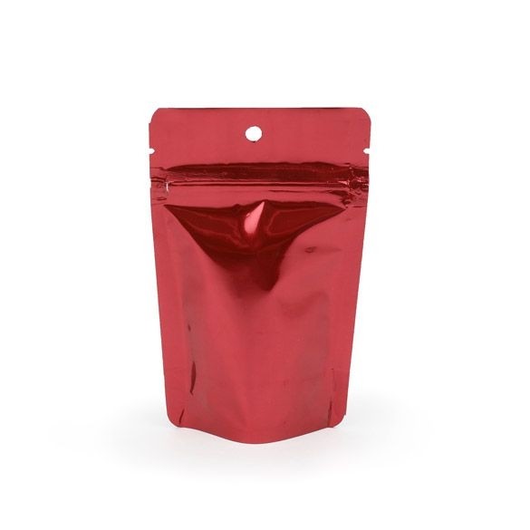 Stand Up Pouches Red 8x5x13cm | 28 grams with hang hole (100 pieces) [ZBGM1RH]