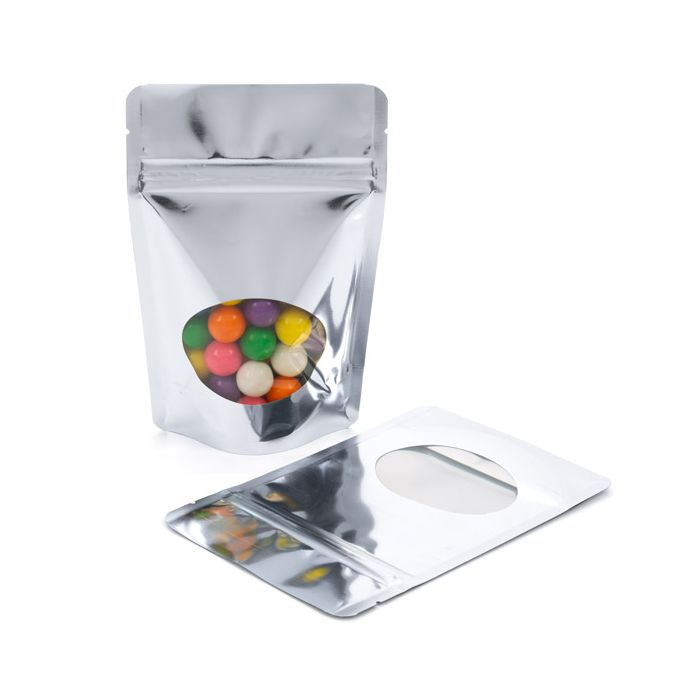 Stand Up Pouches Silver with oval Window 10x6x15cm | 57 grams (100 pieces) [ZBGMO2S]