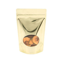 Stand Up Pouches Gold with oval Window 14.9x8.9x23.2cm | 312 grams