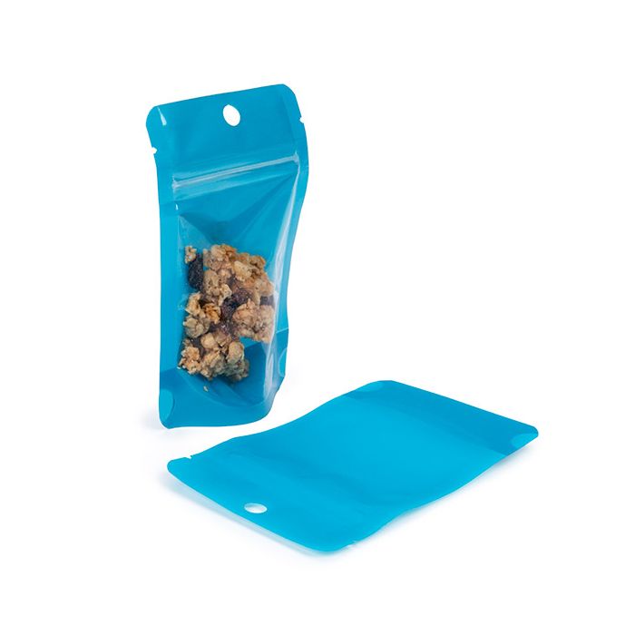 Stand Up Pouches Transparent/Neon Blue 7,9x5,1x13 cm (100 pieces) [ZBGN1BL]