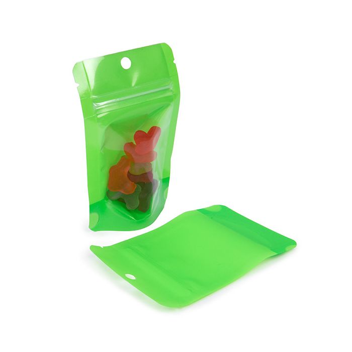 Stand Up Pouches Transparent/Neon Green 7,9x5,1x13 cm (100 pieces) [ZBGN1GR]
