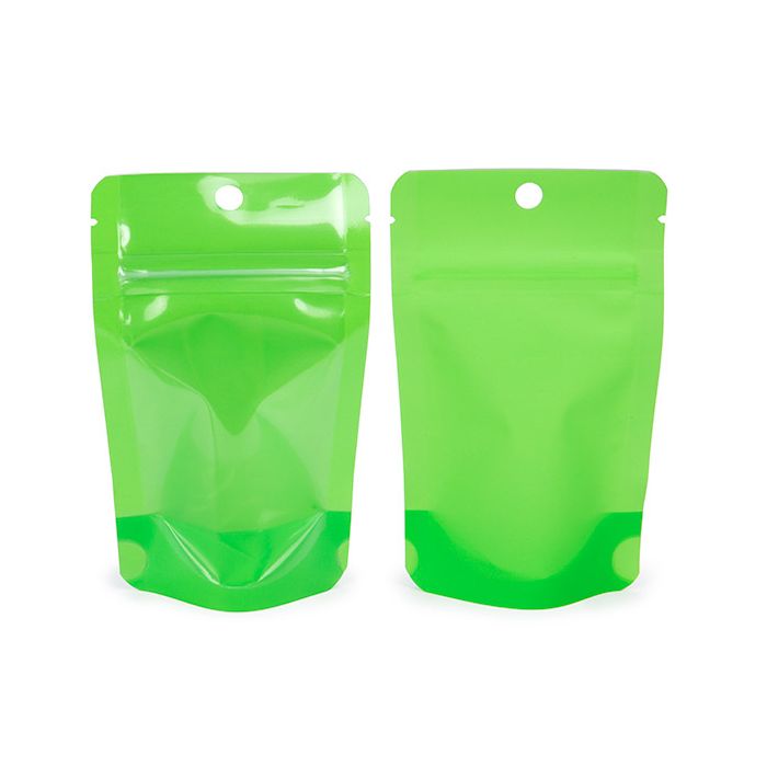 Stand Up Pouches Transparent/Neon Green 7,9x5,1x13 cm (100 pieces) [ZBGN1GR]