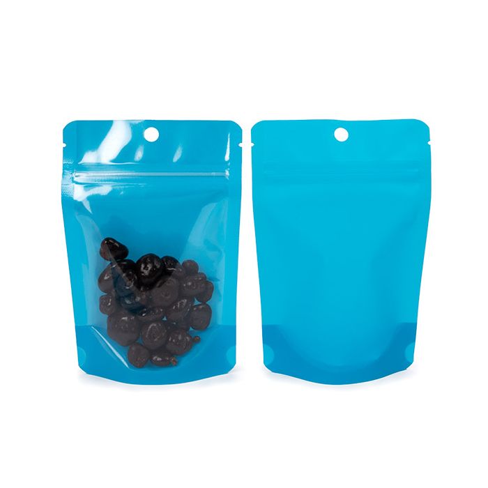 Stand Up Pouches Transparent/Neon Blue 10,2x6x15,2 cm (100 pieces) [ZBGN2BL]