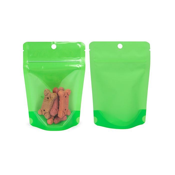Stand Up Pouches Transparent/Neon Green 10,2x6x15,2 cm (100 pieces) [ZBGN2GR]