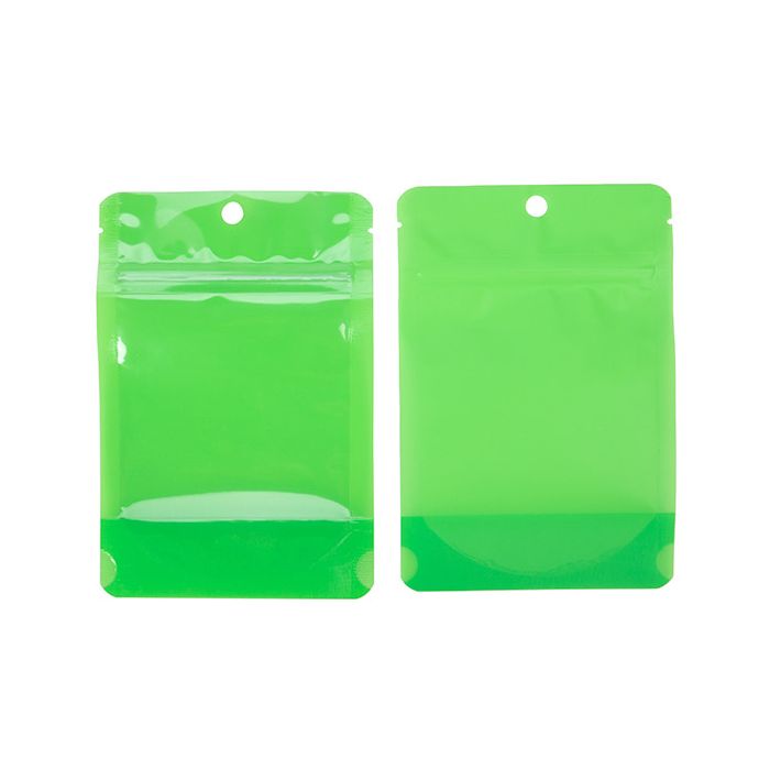 Stand Up Pouches Transparent/Neon Green 10,2x6x15,2 cm (100 pieces) [ZBGN2GR]