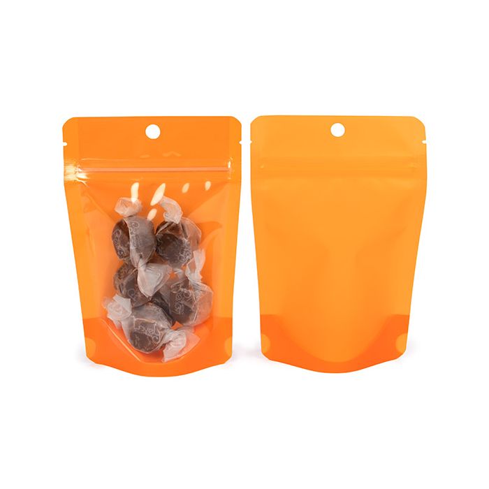 Stand Up Pouches Transparent/Neon Orange 10,2x6x15,2 cm (100 pieces) [ZBGN2OR]