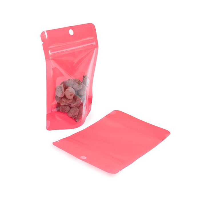 Stand Up Pouches Transparent/Neon Watermelon 10,2x6x15,2 cm (100 pieces) [ZBGN2W]