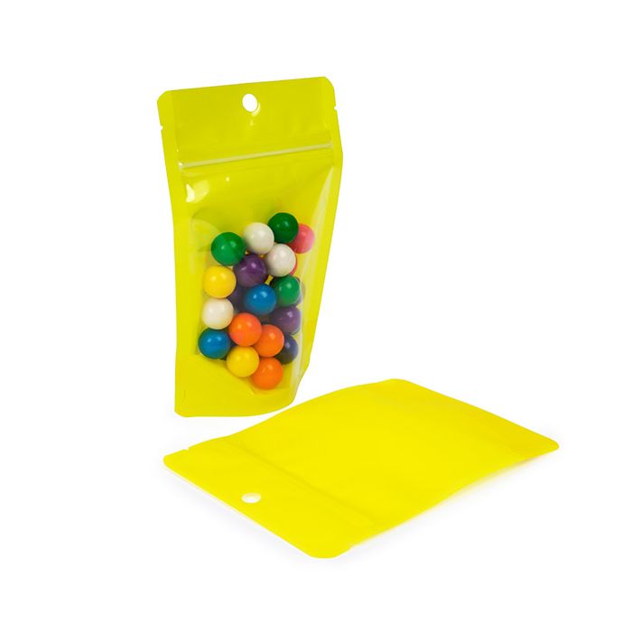 Stand Up Pouches Transparent/Neon Yellow 10,2x6x15,2 cm (100 pieces) [ZBGN2YW]