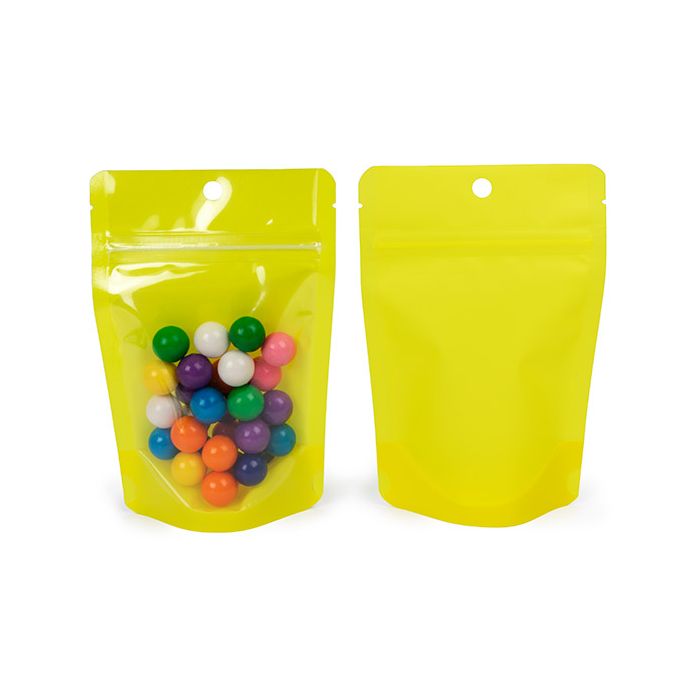 Stand Up Pouches Transparent/Neon Yellow 10,2x6x15,2 cm (100 pieces) [ZBGN2YW]
