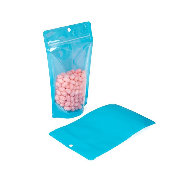 Stand Up Pouches Transparent/Neon Blue 13x7,9x20,6 cm (100 pieces) [ZBGN3BL]