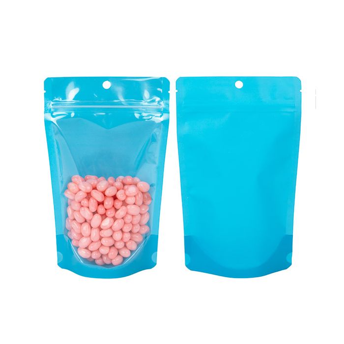 Stand Up Pouches Transparent/Neon Blue 13x7,9x20,6 cm (100 pieces) [ZBGN3BL]