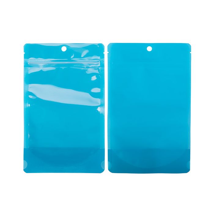 Stand Up Pouches Transparent/Neon Blue 13x7,9x20,6 cm (100 pieces) [ZBGN3BL]