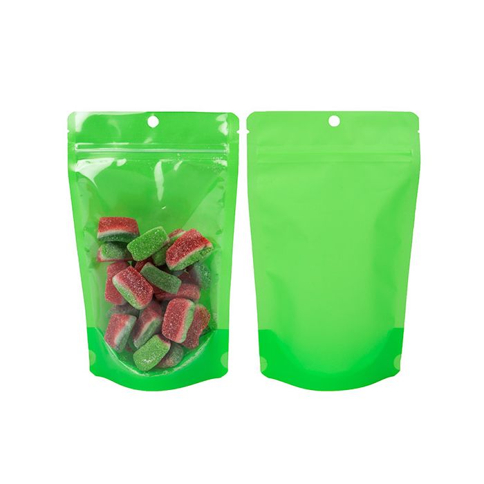 Stand Up Pouches Transparent/Neon Green 13x7,9x20,6 cm (100 pieces) [ZBGN3GR]