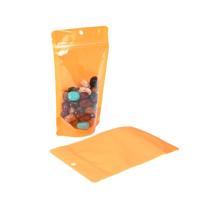 Stand Up Pouches Transparent/Neon Orange 13x7,9x20,6 cm (100 pieces) [ZBGN3OR]