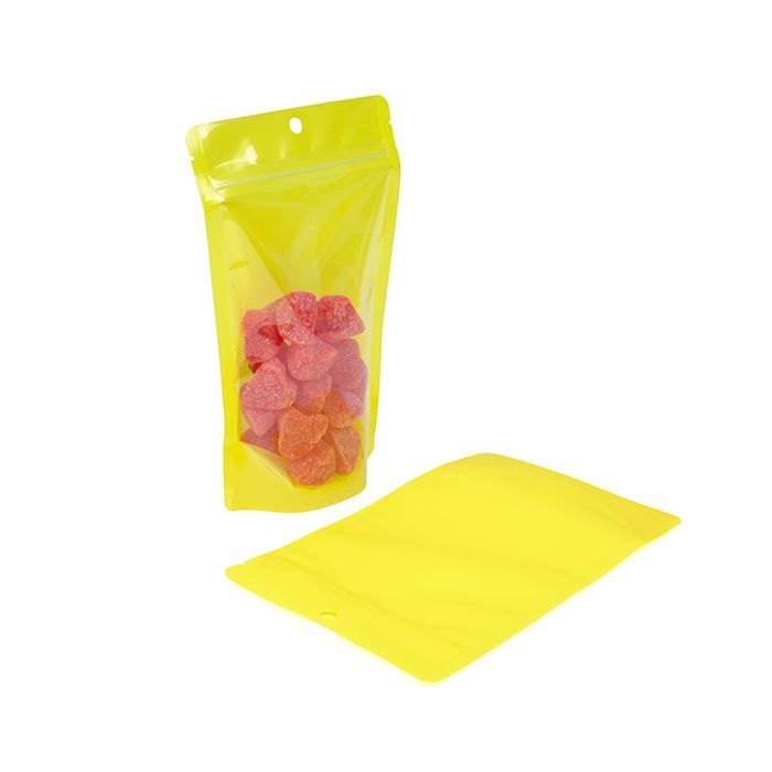 Stand Up Pouches Transparent/Neon Yellow 13x7,9x20,6 cm (100 pieces) [ZBGN3YW]