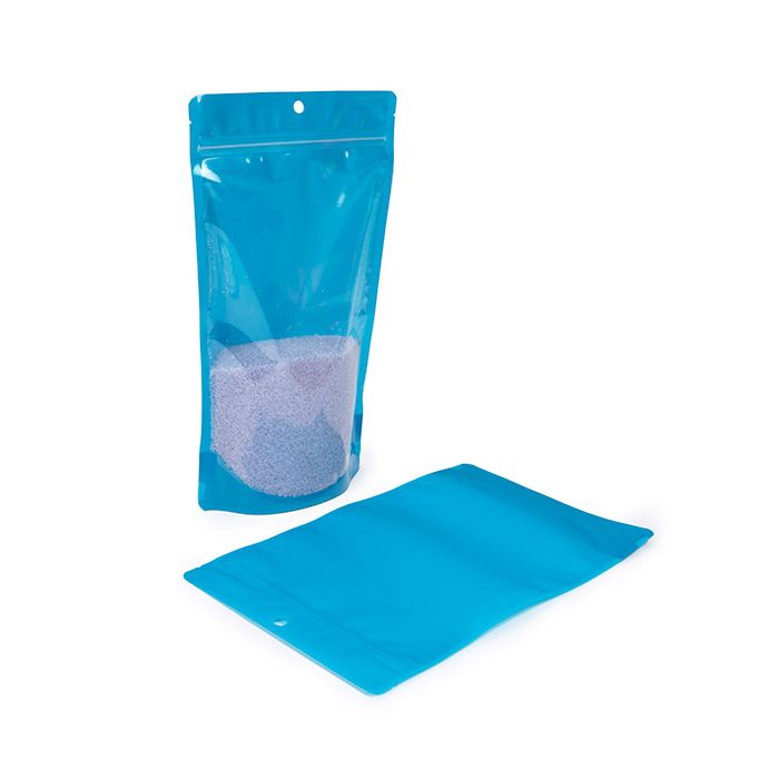 Stand Up Pouches Transparent/Neon Blue 17,2x8,9x28,6 cm (100 pieces) [ZBGN4BL]