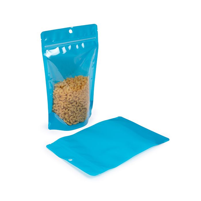 Stand Up Pouches Transparent/Neon Blue 14,9x8,9x23,2 cm (100 pieces) [ZBGN7BL]