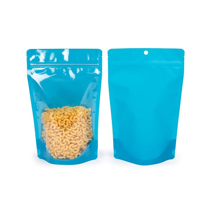 Stand Up Pouches Transparent/Neon Blue 14,9x8,9x23,2 cm (100 pieces) [ZBGN7BL]